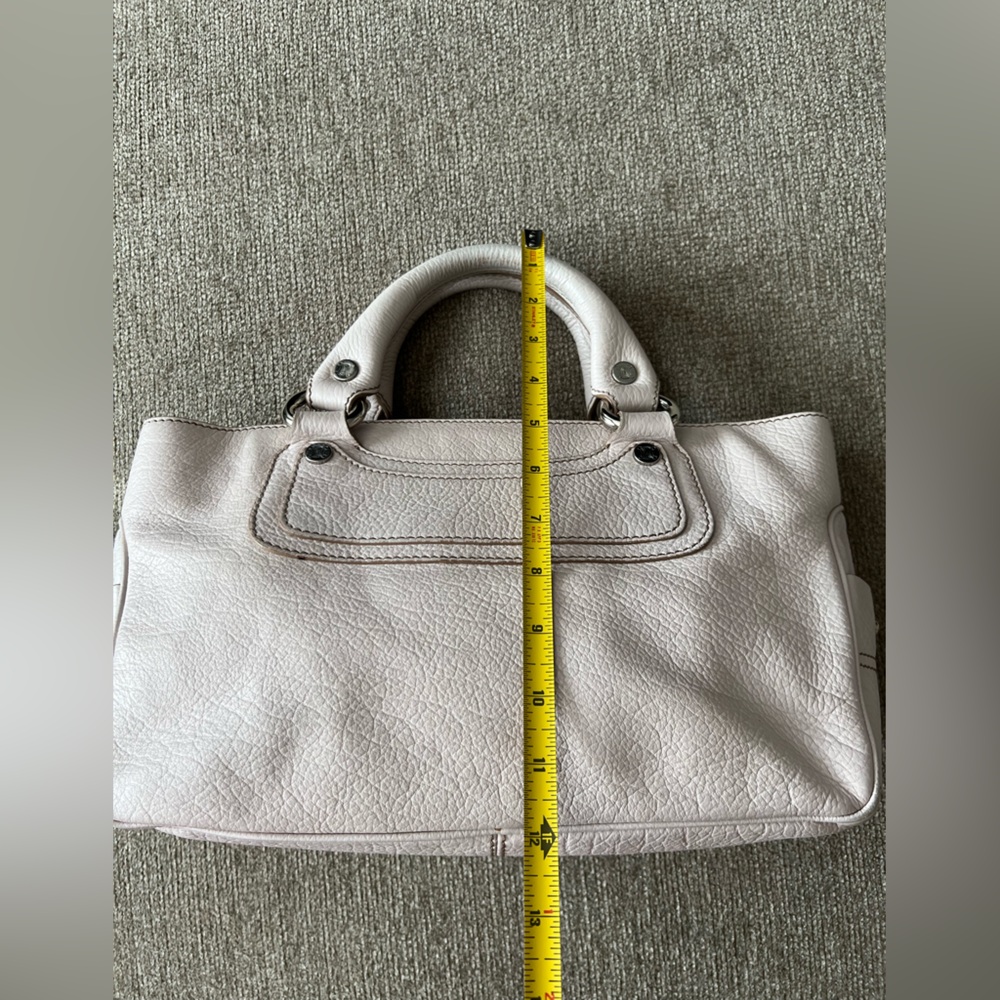 CELINE Beige/Pink BOOGIE BAG Rare Color LEATHER LUXE Satchel VINTAGE - Picture 5 of 15